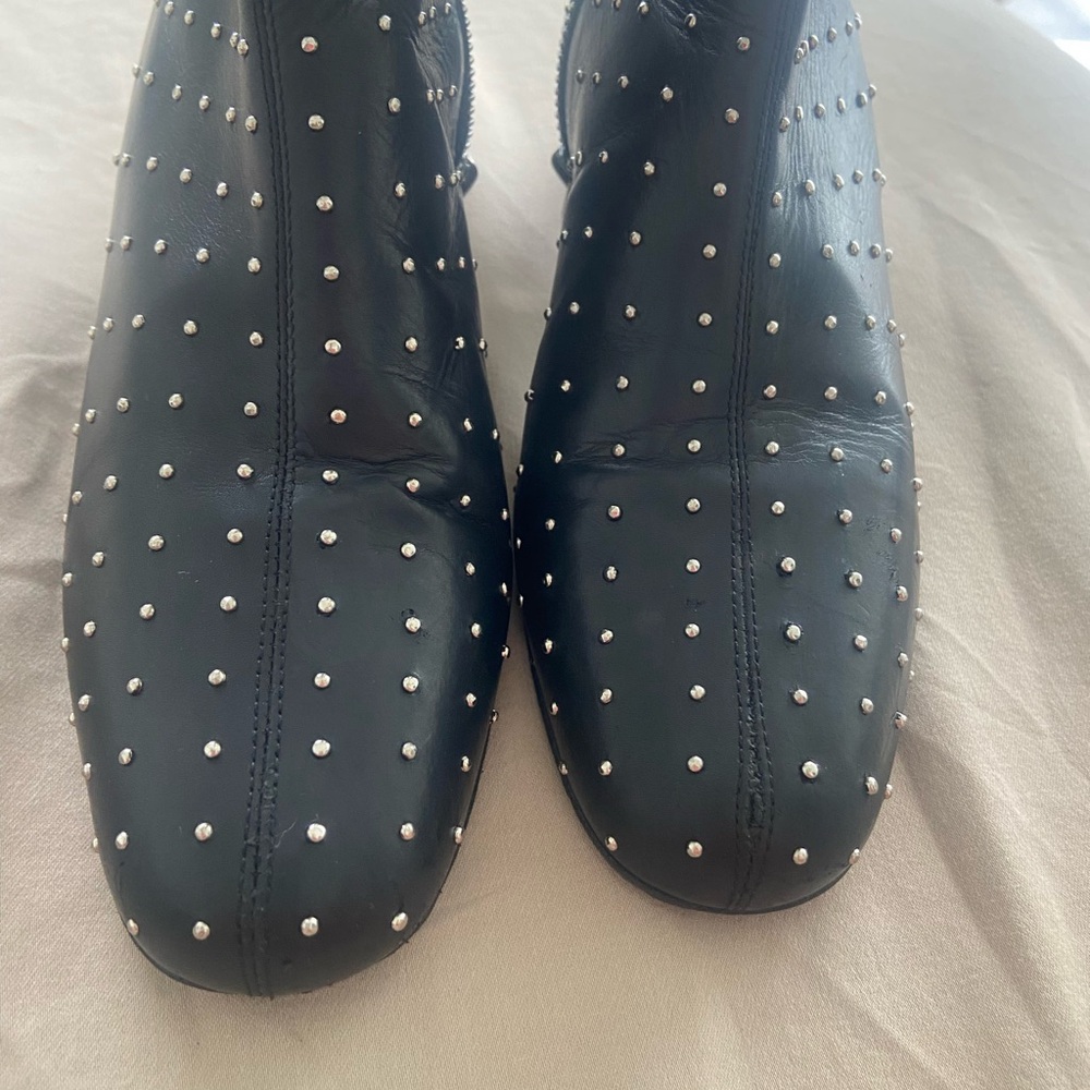 Saint Laurent Black Ankle Boots with Silver Studs - Picture 6 of 10